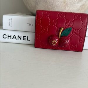 Gucci Cherry Red Wallet with GG Pattern